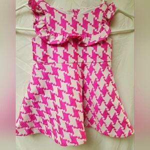 Janie and Jack Pink and White Houndstooth Dress